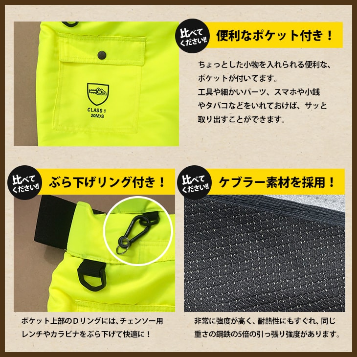 チェンソー用防護ズボン チャップス イエロー / Chainsaw Chaps